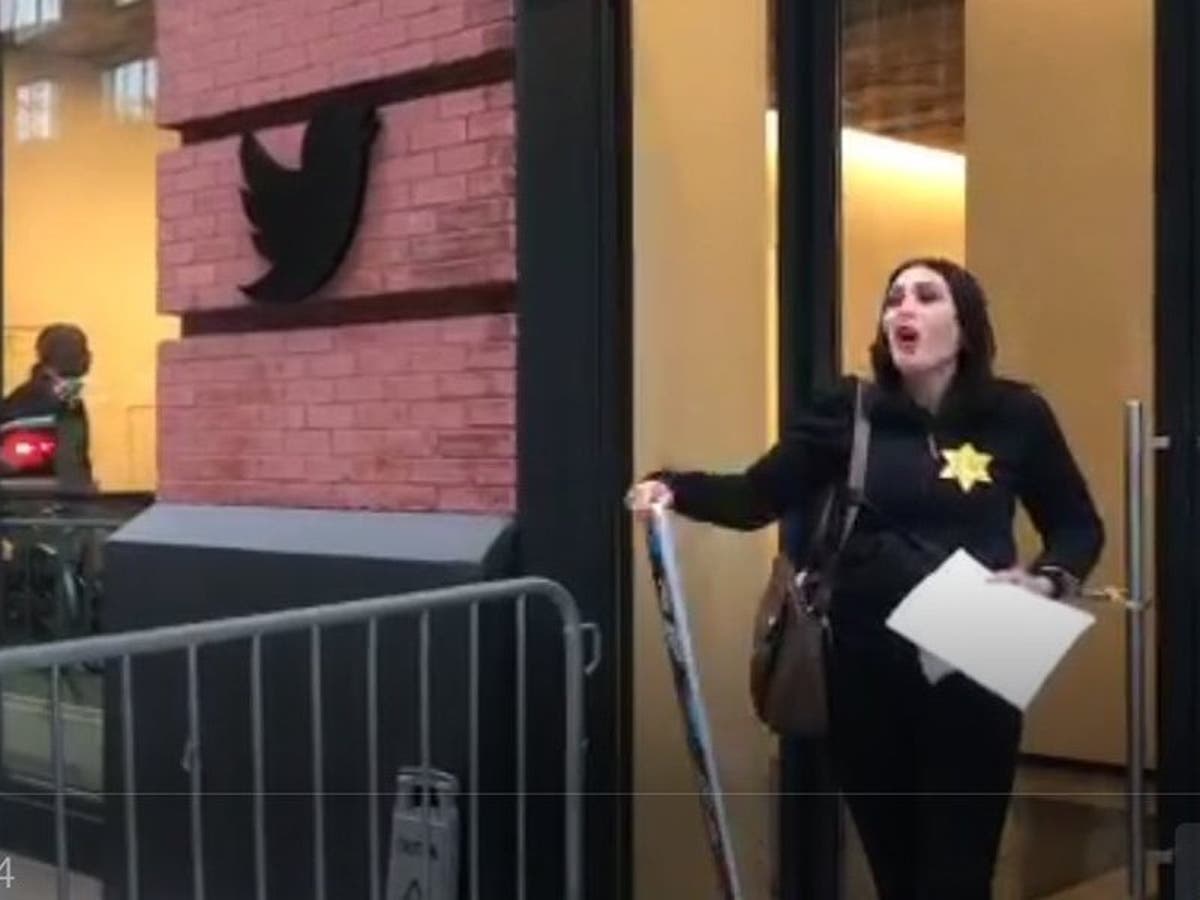 Laura Loomer chains herself to Twitter HQ after being banned but gi...